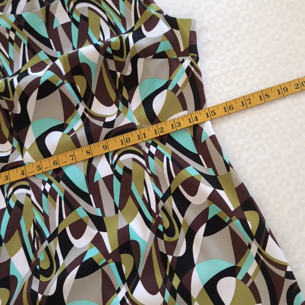 Connected Petite Sheath Dress Sz6P Geometric Sleeveless Zip-up EUC Poly/Spandex - Picture 10 of 12